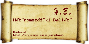 Háromszéki Balló névjegykártya